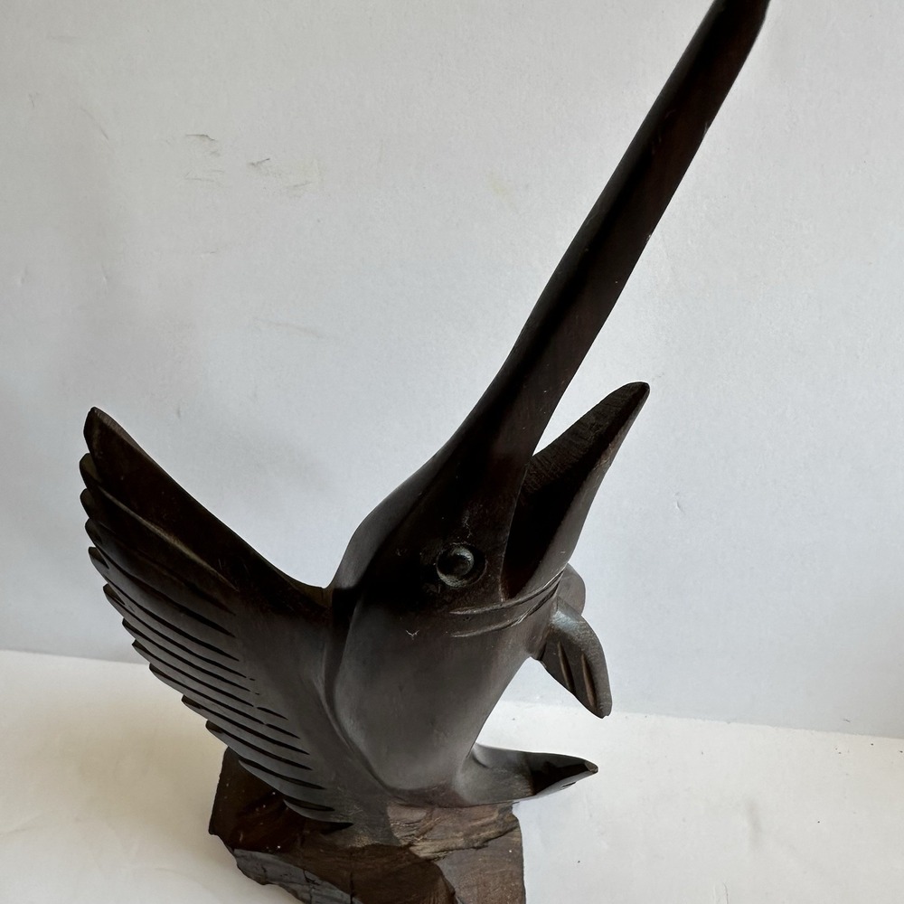 Vintage 12" Sword Fish Sailfish Large Ironwood Statue‎ Sculpture - Picture 5 of 6